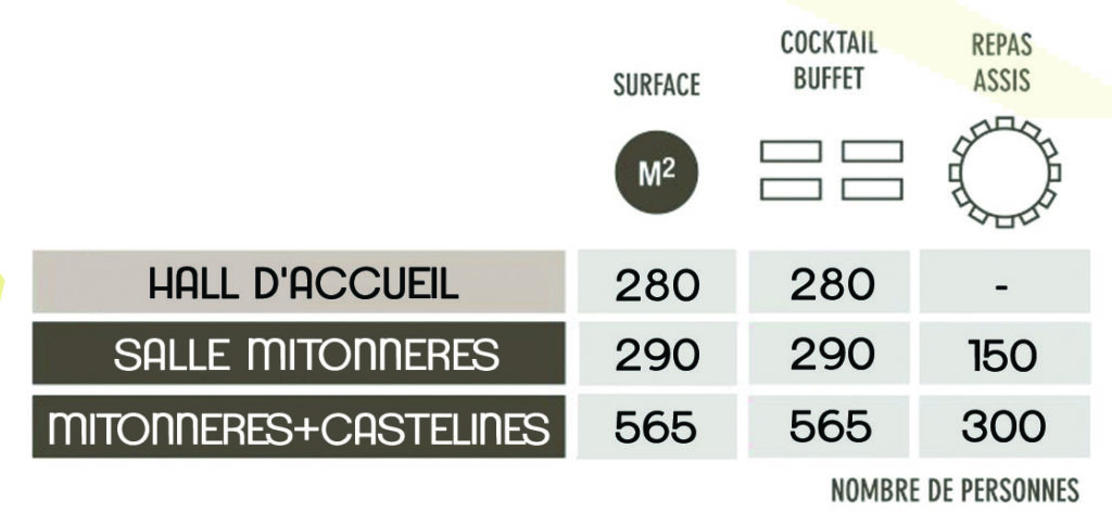 capacité des salles des Foréziales en configuration événement privé